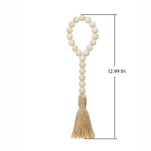 Wooden Bead Bottle Necklace with Macrame Tassel Decorations