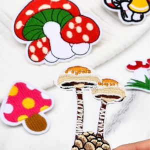 7pc Embroidered Mushroom Patch Set