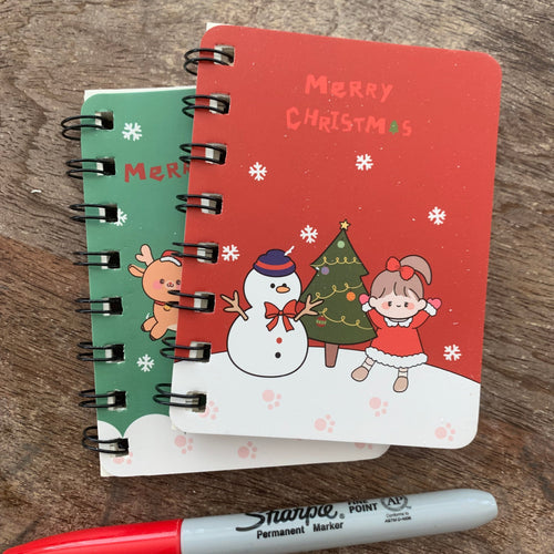 red and green christmas mini coil notebook