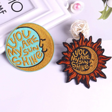Load image into Gallery viewer, sun and moon large embroidered boho patches 2pk.You are my sunshine.
