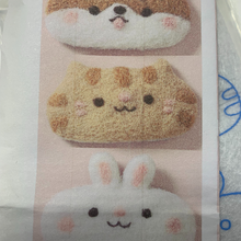 Load image into Gallery viewer, three  pack of Unleash your creative spirit with this delightful DIY animal hairclip craft kit, offering an on-trend, easy, and incredibly satisfying arts and crafts experience.   Make a Rabbit, Chiba Dog and Tabby Cat Felted Wool Hairclips for yourself or as a gift!
