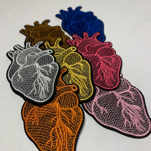 many colors embroidered anatomical heart iron on patches