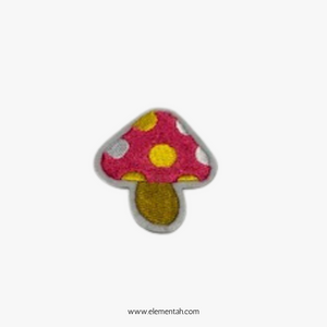 pink, white and yellow cap mini embroidered mushroom patch iron on