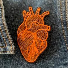 Load image into Gallery viewer, orange anatomical heart iron on patch
