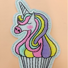 Load image into Gallery viewer, pastel iron on unicorn cupcake clothes patch
