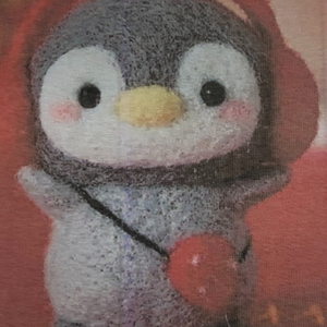 red earmuffs on penguin felt diy project, cute strawberry bag, fun project for teens.