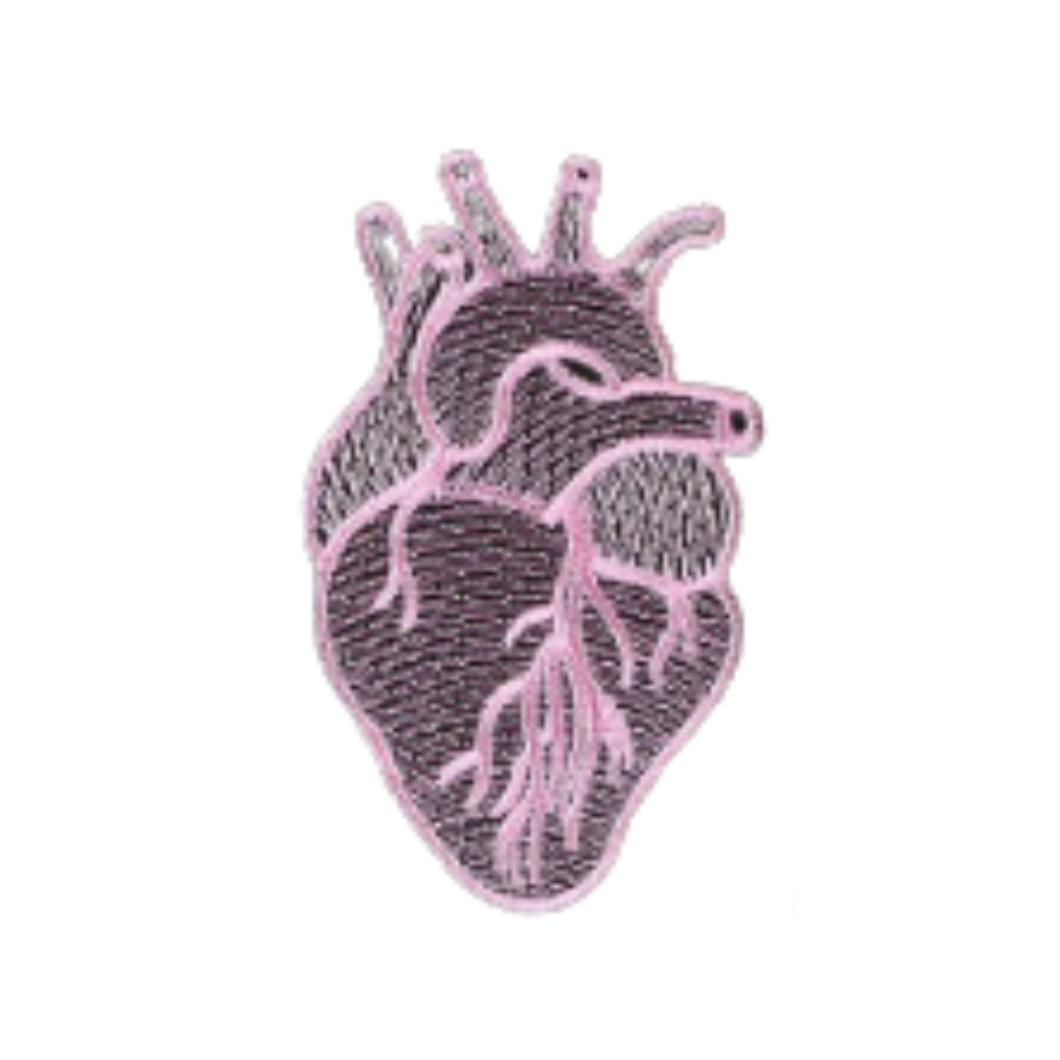 pink anatomical hear iron on patch