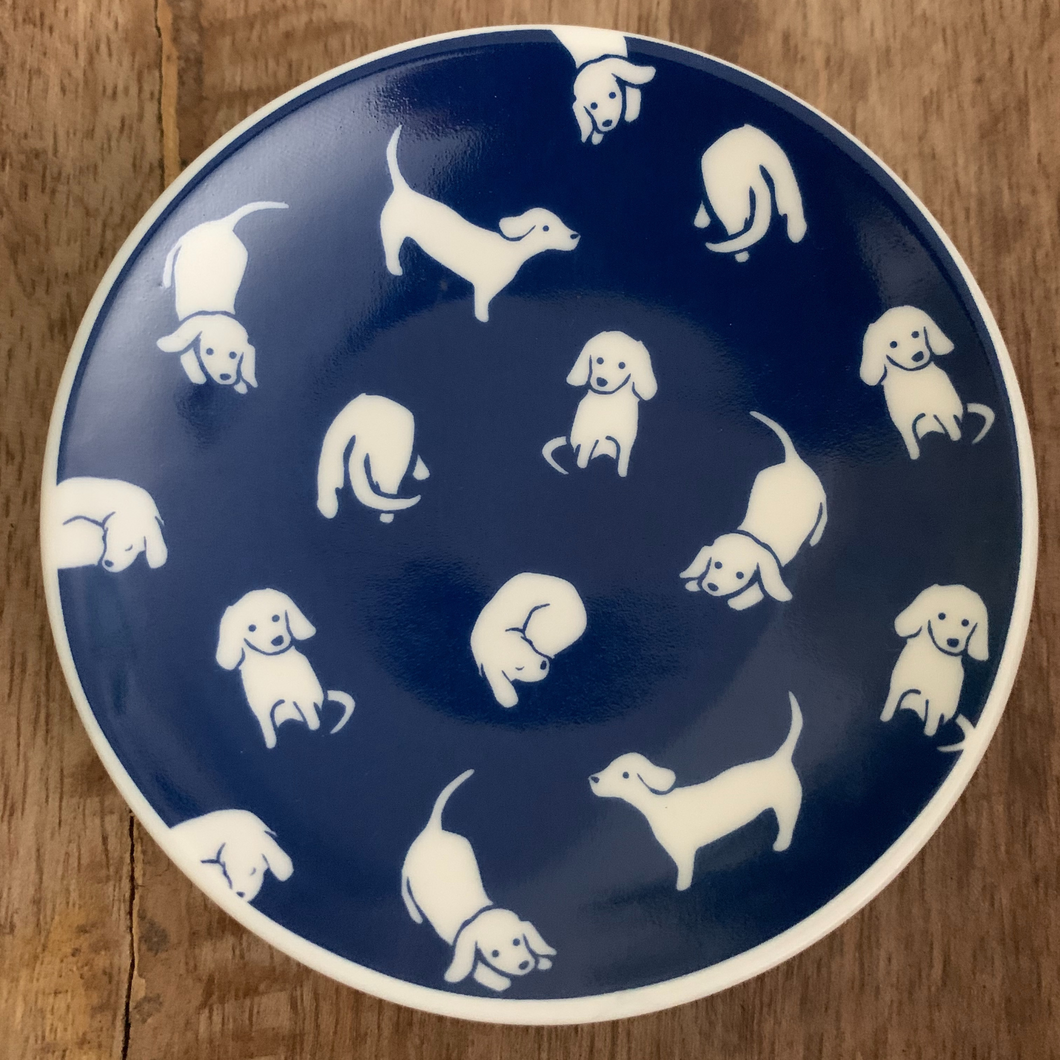 Lively Dog Porcelain Trinket Dish