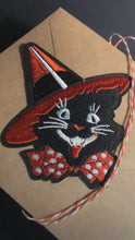 Load and play video in Gallery viewer, Retro Halloween Black Cat Iron-On Patch
