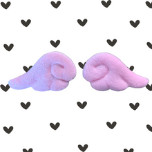 Load image into Gallery viewer, Puffy Pink fuzzy angel wings hair clips for Valentines, easter or Christmas fashion. 2 per pack from elementah.com
