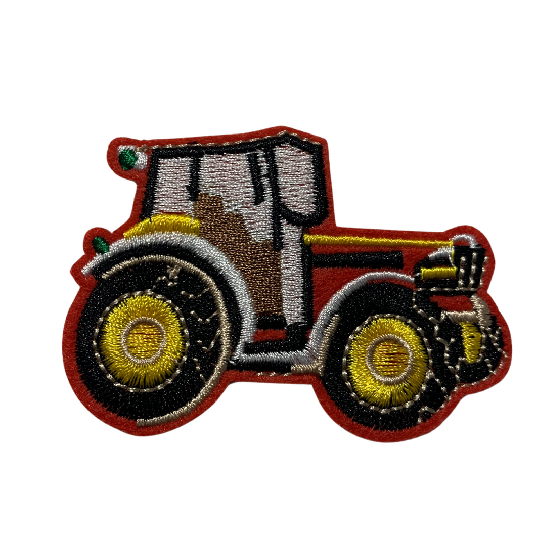 Customize their gear with all the favorite, diggers, scoops, and trucks with this colorful set of embroidered construction truck iron patches.  5 iron-on patches,  Patches measure approximately 2