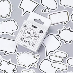 Black and White Dialogue and Thought Bubble Stickers - a creative pack that adds a touch of whimsy and expression to any surface! With 45 stickers per box, you'll have plenty of opportunities to spark conversations and showcase your thoughts in styl