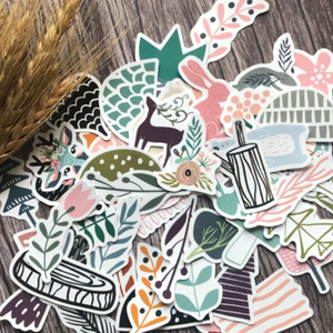 50 Pack Charming Woodland Plant and Animal Stickers