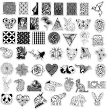 Load image into Gallery viewer, 50 Pack Black &amp; White Graphic Stickers

