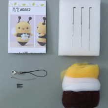 Load image into Gallery viewer, bee felted wool kit includes everything you need to make a precious bee keychain birthday valentines easter gift teens kids
