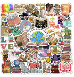 book lovers bundle, decals for readers and bookworms gift fore readers, bookclub Colorful 50-Pack Stickers - Celebrate the World of Reading