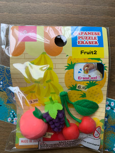 Fruit Shaped Erasers from Japan 3 pk