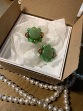 Load image into Gallery viewer, Green Crystal Molded Glass Earrings
