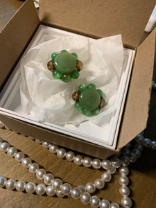 Green Crystal Molded Glass Earrings