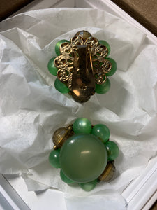 Green Crystal Molded Glass Earrings