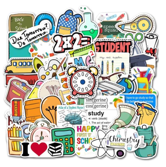 School-Themed Sticker Pack - 50 Decals for Students of All Ages