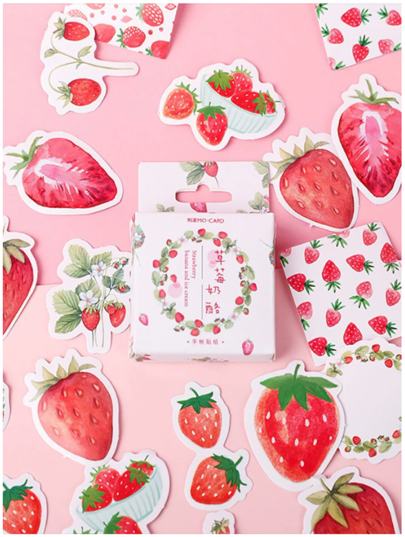 Strawberry Stickers -45 pcs – Ah! The Element of Surprise