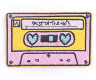 retro pink cassette tape patch