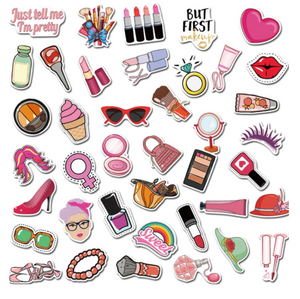 Cosmetic Themed Stickers - 50pcs