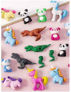 Puzzle erasers - unicorn, panda, panda, dinosaur, monkey, shark, manta