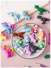 Load image into Gallery viewer, Puzzle erasers - unicorn, panda, panda, dinosaur, monkey, shark, manta
